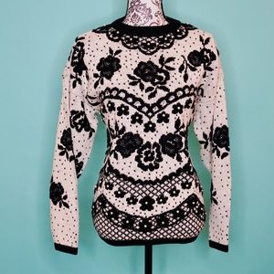 Vintage 80‘s Crewneck Rhinestone Pearl Sweater